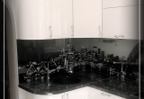 Virtuvės baldai dekoruoti stiklu su vaizdais