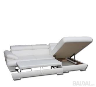 BELLA BX kampinė sofa su miegojimo mechanizmu ir dėže patalynei (Dirbtinė oda) 