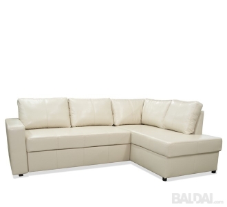 PICOLO kampinė sofa su miegojimo mechanizmu ir dėže patalynei (Dirbtinė oda)