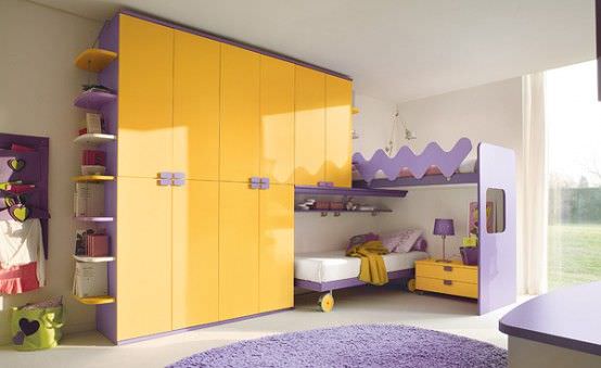 Dizaino idėjos rausvai geltonam vaikų kambariui